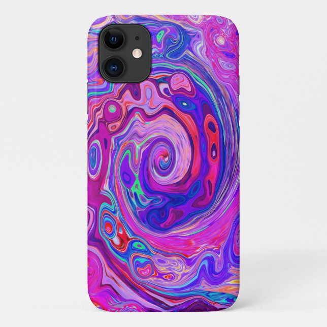 Retro Purple and Orange Abstract Groovy Swirl Case-Mate iPhone Case (Back)