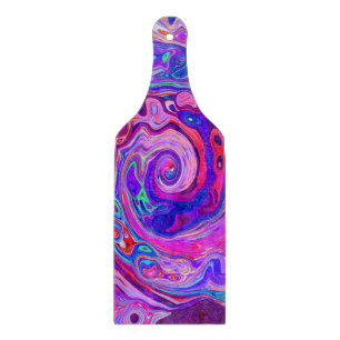 Retro Purple and Orange Abstract Groovy Swirl Cutting Board