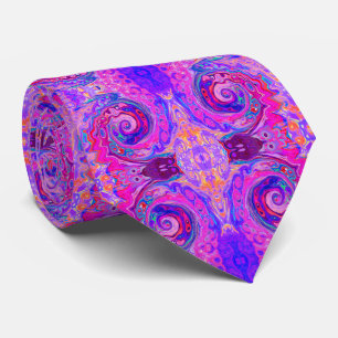 Retro Purple and Orange Abstract Groovy Swirl Tie