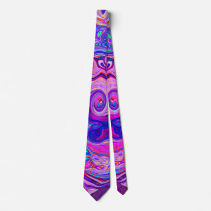 Retro Purple and Orange Abstract Groovy Swirl Tie