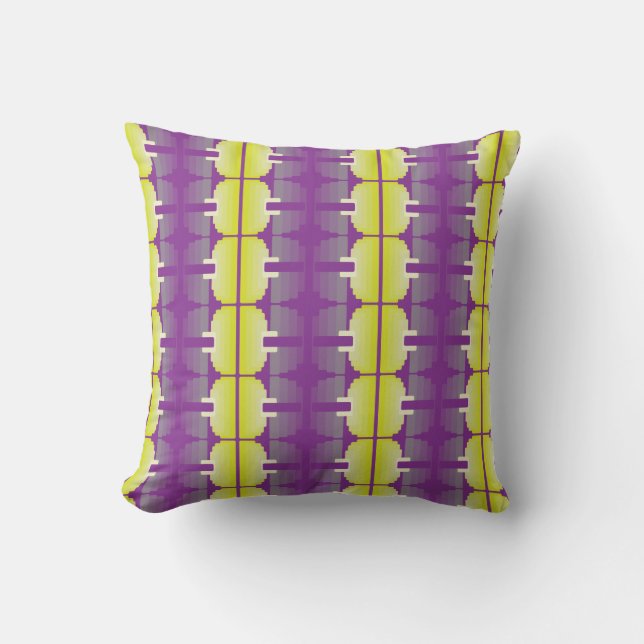 Retro Purple and Yellow Throw Pillow (Front)
