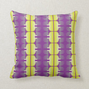 Retro Purple and Yellow Throw Pillow
