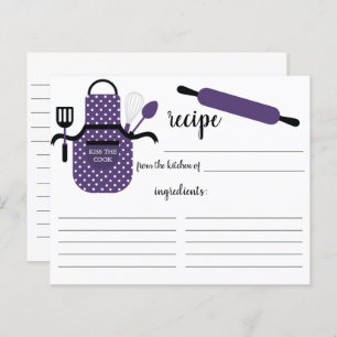 Retro Purple Apron Kitchen Tools Recipe Card