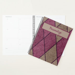 Retro Purple Black Diamond Pattern Personalized Planner