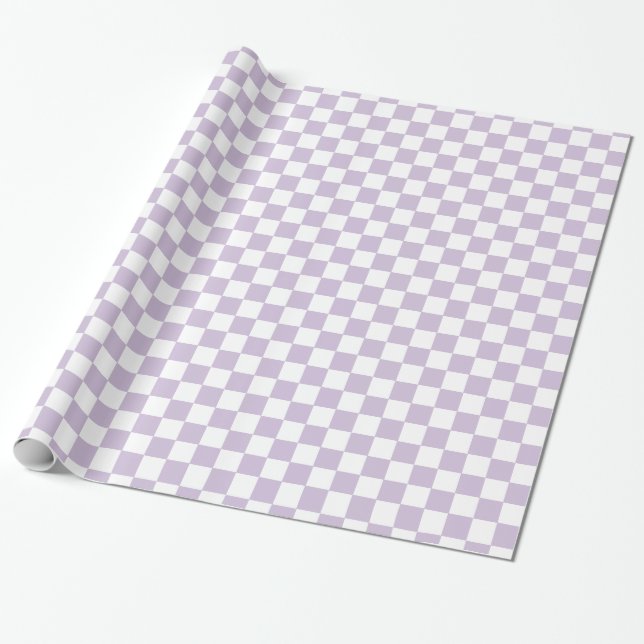 Retro Purple Check  Wrapping Paper (Unrolled)