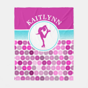 Retro Purple Circles Figure Skater by Golly Girls Fleece Blanket