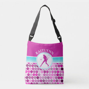 Retro Purple Circles Tennis by Golly Girls Crossbody Bag