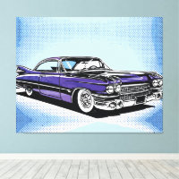 Retro Purple Classic Car Side Pop Art