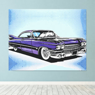 Retro Purple Classic Car Side Pop Art Canvas Print