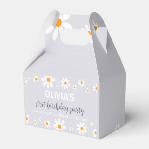 Retro Purple Daisy 1st Birthday Party Favour Box