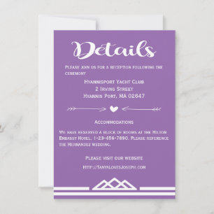 Retro Purple Details Wedding Geometric Triangles Invitation