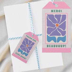 Retro Purple Flower Thank You Gift Tags