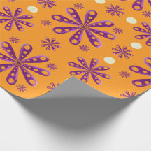 Retro Purple Flowers on Orange Background