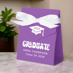 Retro Purple Graduate Class Of 2024 Favor Box