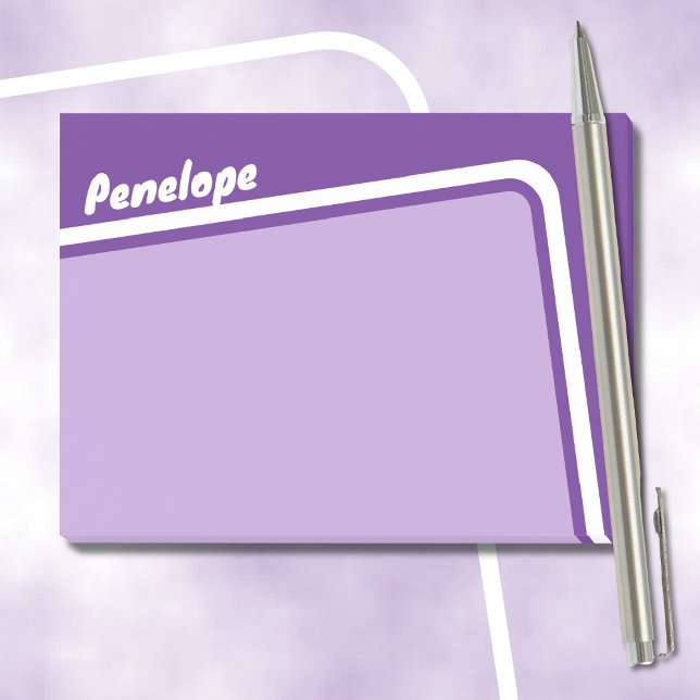 Retro Purple Lavender Angled Arch Personalized Post-it Notes (Depiction of Post-it Notes)