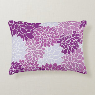 Retro Purple Lilac Grey Dahlia Decorative Pillow