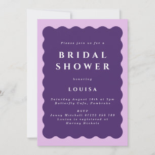 Retro Purple & Lilac Wavy Bridal Shower  Invitation