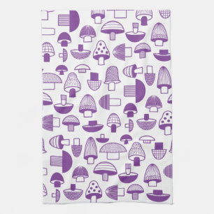 Retro Purple Mushroom pattern Kitchen Towel