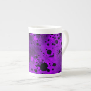 Retro Purple Paint Splatter Bone China Mug