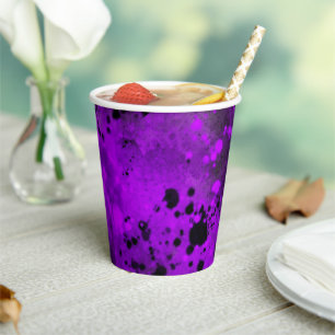 Retro purple Paint Splatter Paper Cups