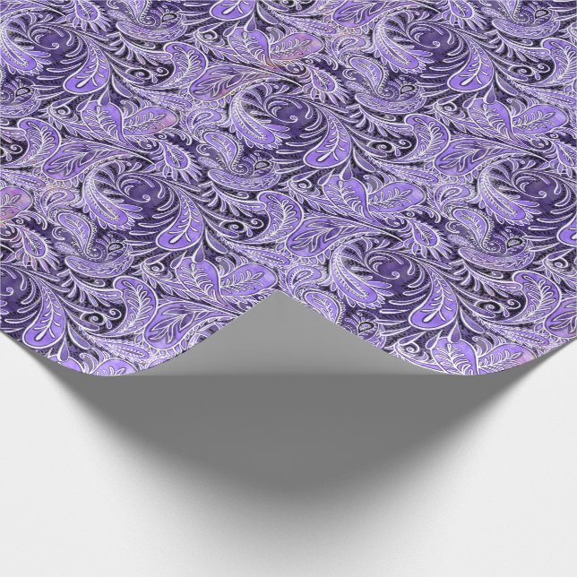 Retro Purple Paisley Pattern Wrapping Paper (Corner)