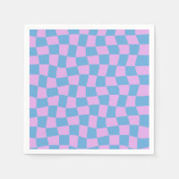 Retro Purple Periwinkle Abstract Blue Chequerboard