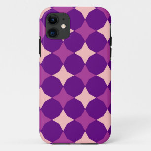 Retro Purple, Pink Circles Abstract iPhone 11 Case