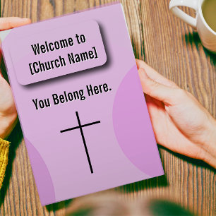 Retro Purple Pink Geometric Church Bulletin Flyer