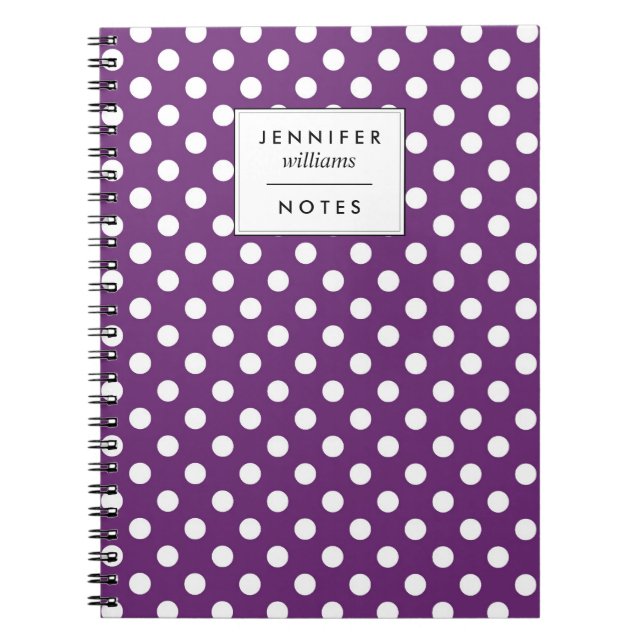 Retro Purple Polka Dots Pattern Notebook (Front)