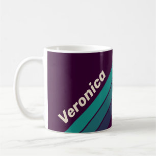 Retro Purple Rainbow Stripes with Name Coffee Mug