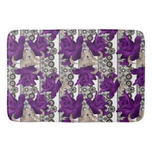 Retro, purple roses bath mat