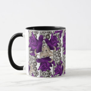 Retro, purple roses mug