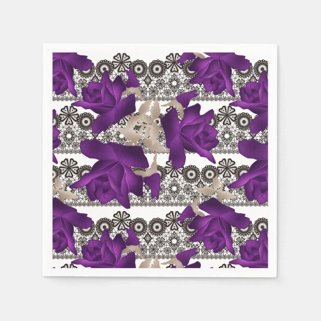 Retro, purple roses napkin (Front)