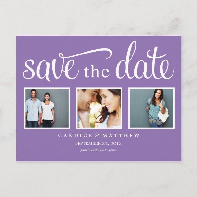 RETRO PURPLE | SAVE THE DATE ANNOUNCEMENT POSTCARD (Front)