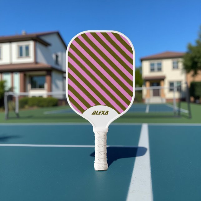 Retro Purple Stripe 70s Inspired Vintage Spring  Pickleball Paddle (Creator Uploaded)