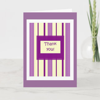 Retro Purple Stripes Thank you Card