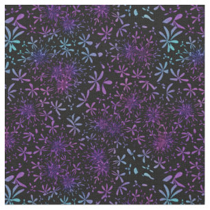 Retro Purple Turquoise Floral Batik Fabric