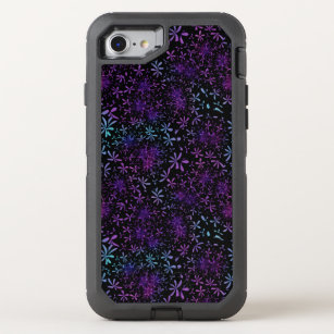 Retro Purple Turquoise Floral Batik OtterBox Defender iPhone 8/7 Case