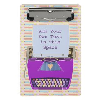 Retro Purple Typewriter Mid-Century Modern Custom Mini Clipboard