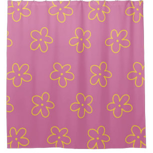 Retro Purple Yellow Floral Simple Flower Pattern