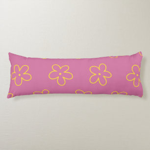 Retro Purple Yellow Floral Simple Flower Pattern Body Pillow