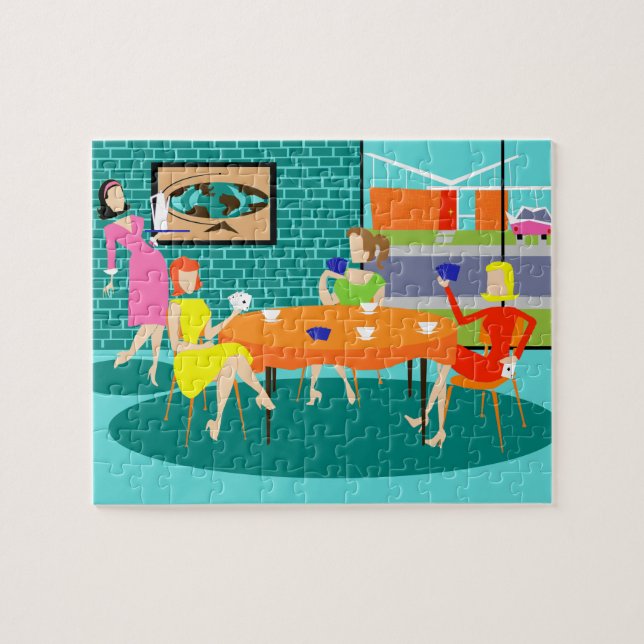Rétro puzzle de jeu de carte des femmes (Horizontal)