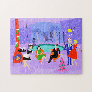 Rétro puzzle tropical de fête de Noël