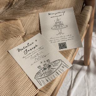 Retro QR Code Hand Drawn Written Quirky Wedding Invitation