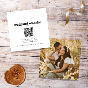 Retro Qr Code Photo Wedding Website Enclosure Card