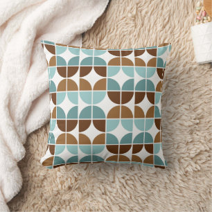Retro Quarters Blue Brown Throw Pillow