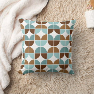 Retro Quarters Blue Brown Throw Pillow