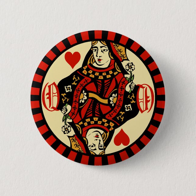 Retro Queen of Hearts 2 Inch Round Button (Front)