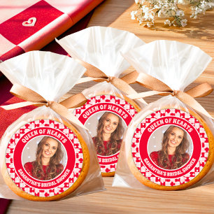 Retro Queen Of Hearts Bridal Shower Photo Classic Round Sticker