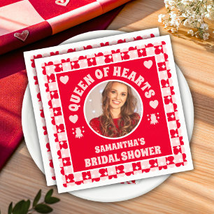 Retro Queen Of Hearts Bridal Shower Photo Napkin